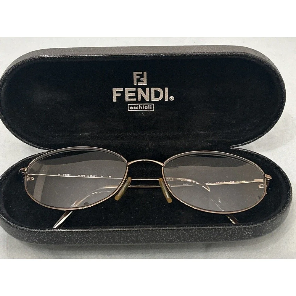 Vintage Fendi F570 Eyeglasses Frame Bronze Crystal 54☐18 135 Italy w/ Case